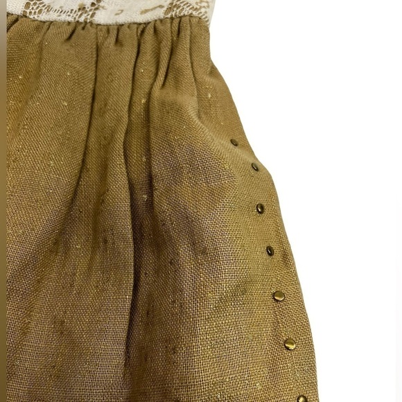 ANTHROPOLOGIE Lauren Moffatt Linen Skirt with Studded Pockets & Silk Lining - Picture 6 of 10